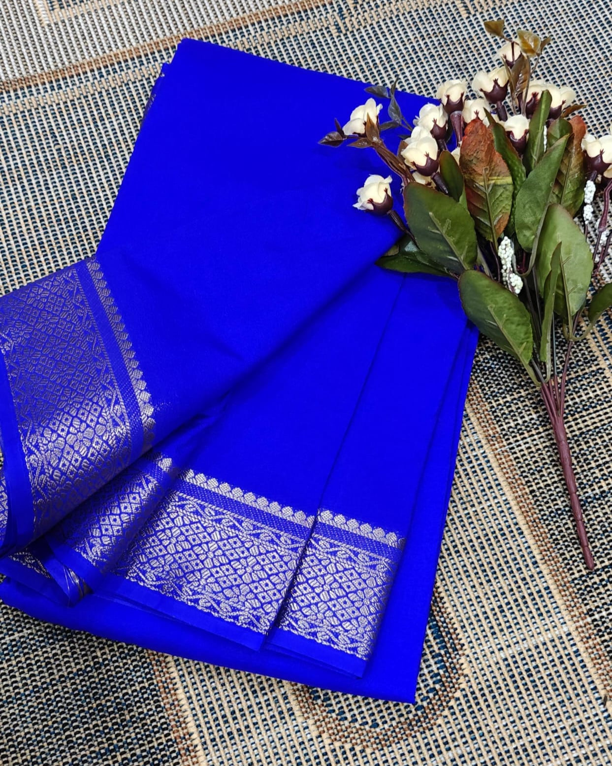 Blue Traditional Indian by Icultuer in Mysore Silk with Gold Zari