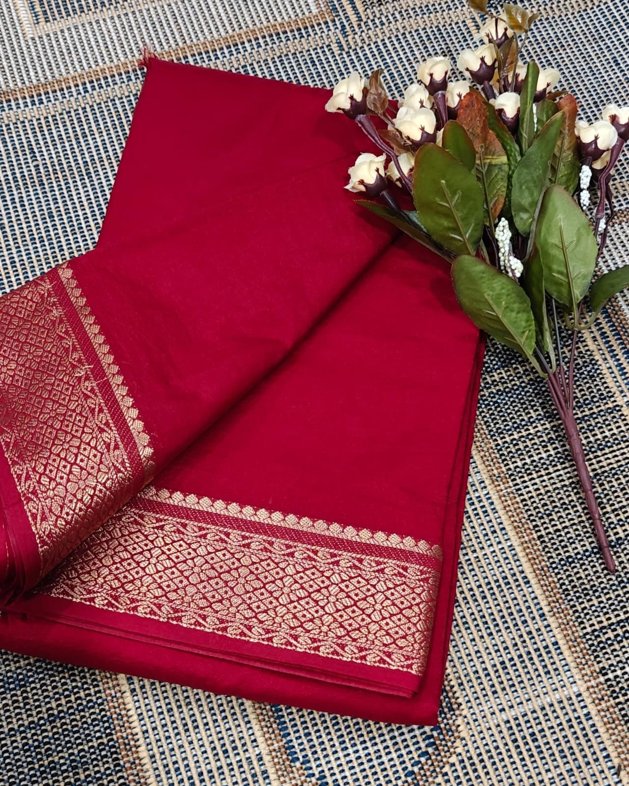 Maroon Designer Mysore Silk by Icultuer with Heavy Zari Border