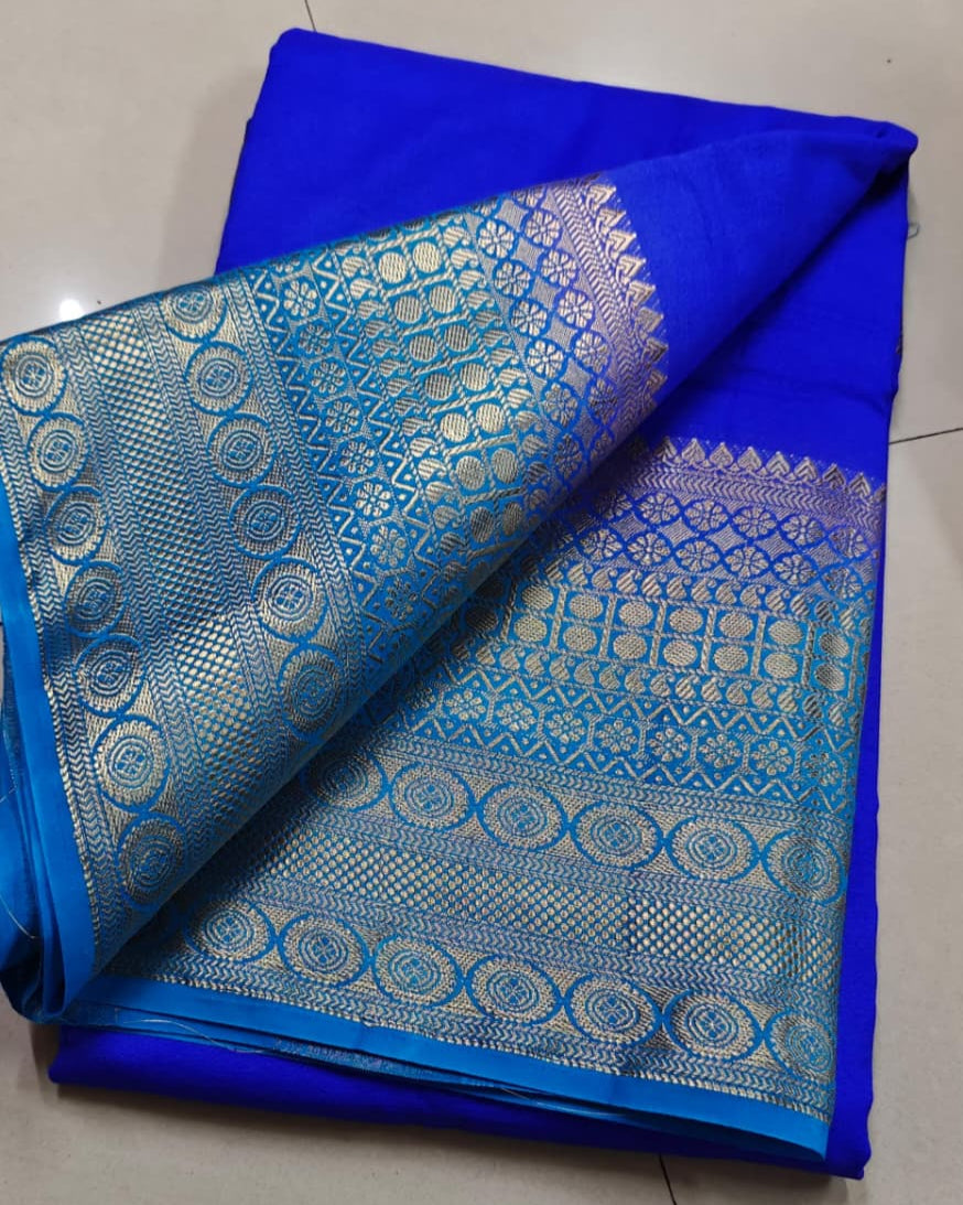 Blue Stunning Mysor Zari by Icultuer for Parties & Celebrations