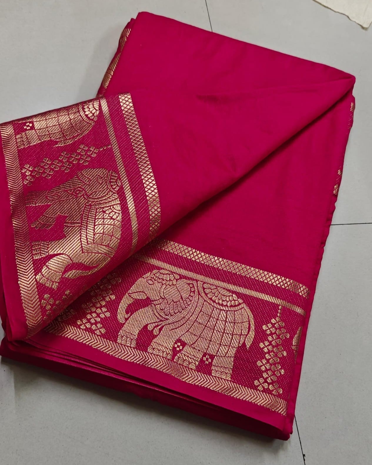 Pink Banarasi Style Mysore Silk by Icultuer with Antique Zari Weaving