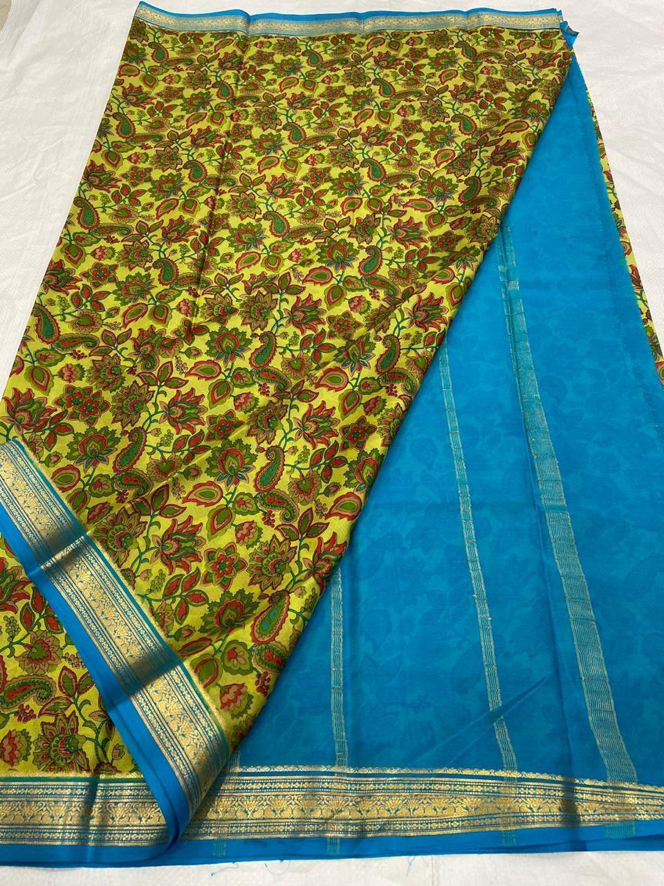 Stylish Crepe Silk Sarees with Traditional Borders