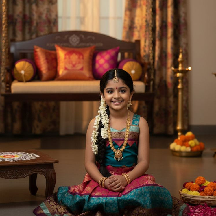 Soft Silk with Pure Zari Waving Lehnga Choli for Kids