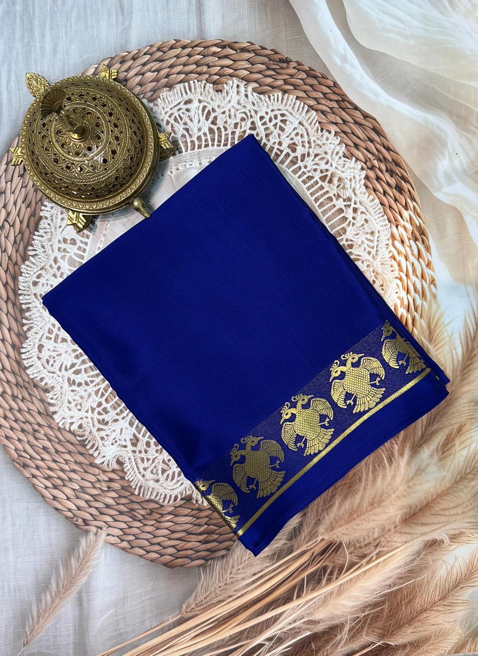 Buy Traditional Mysore Silk Sarees – Semi-Soft Peacock Border Collection