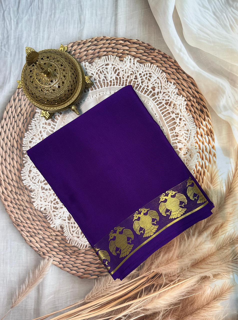 Buy Traditional Mysore Silk Sarees – Semi-Soft Peacock Border Collection