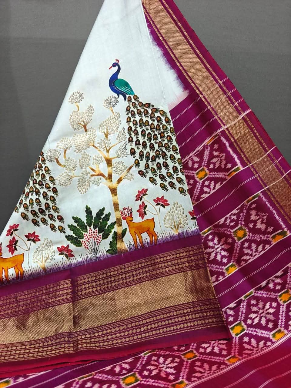 Pochampally Pattu Ikkat Printed Soft Silk Wedding by Icultuer with Rich Zari Border