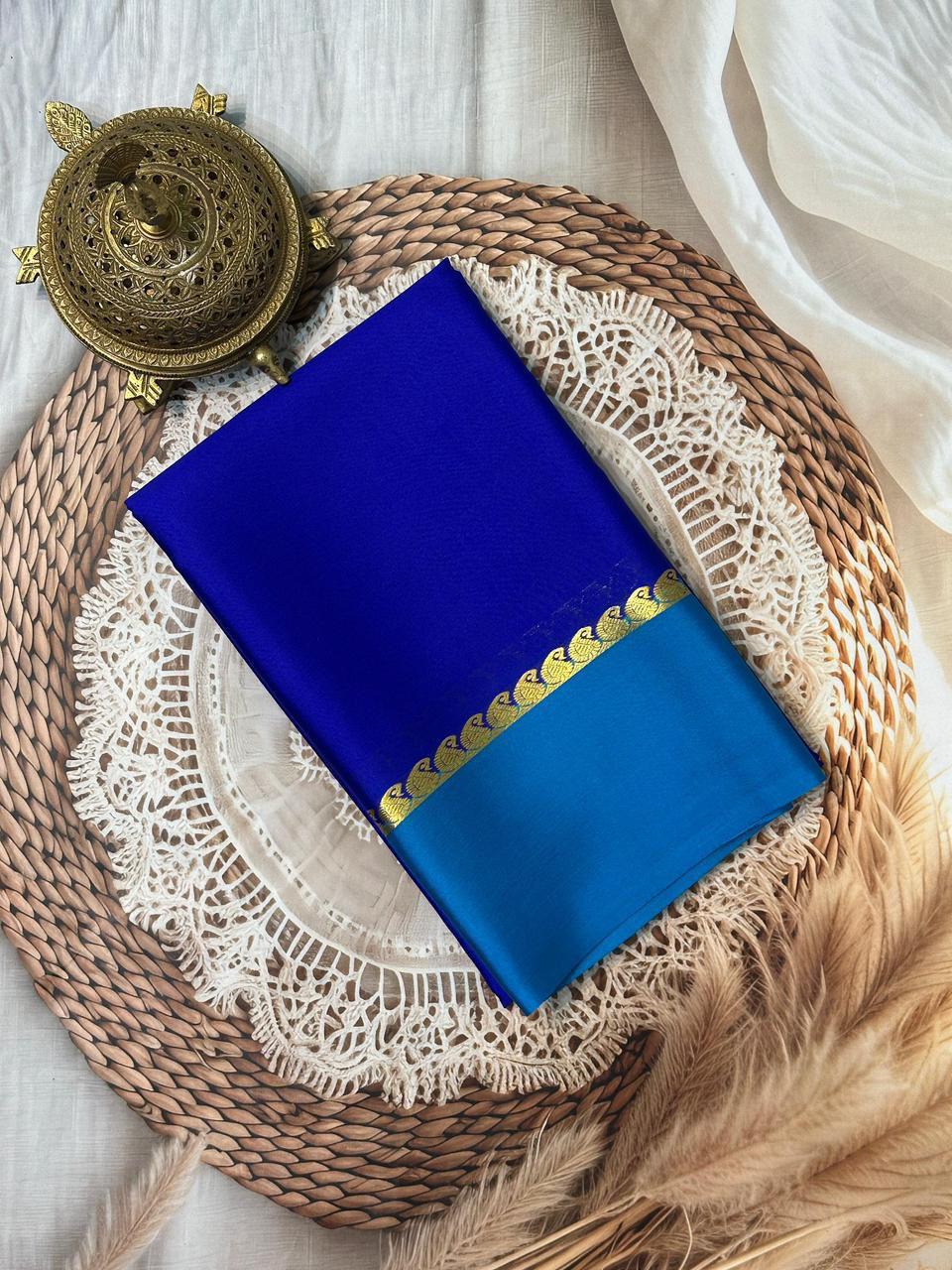 Traditional Silk Weaving Saree with Contrast Zari Border and Mango Motifs