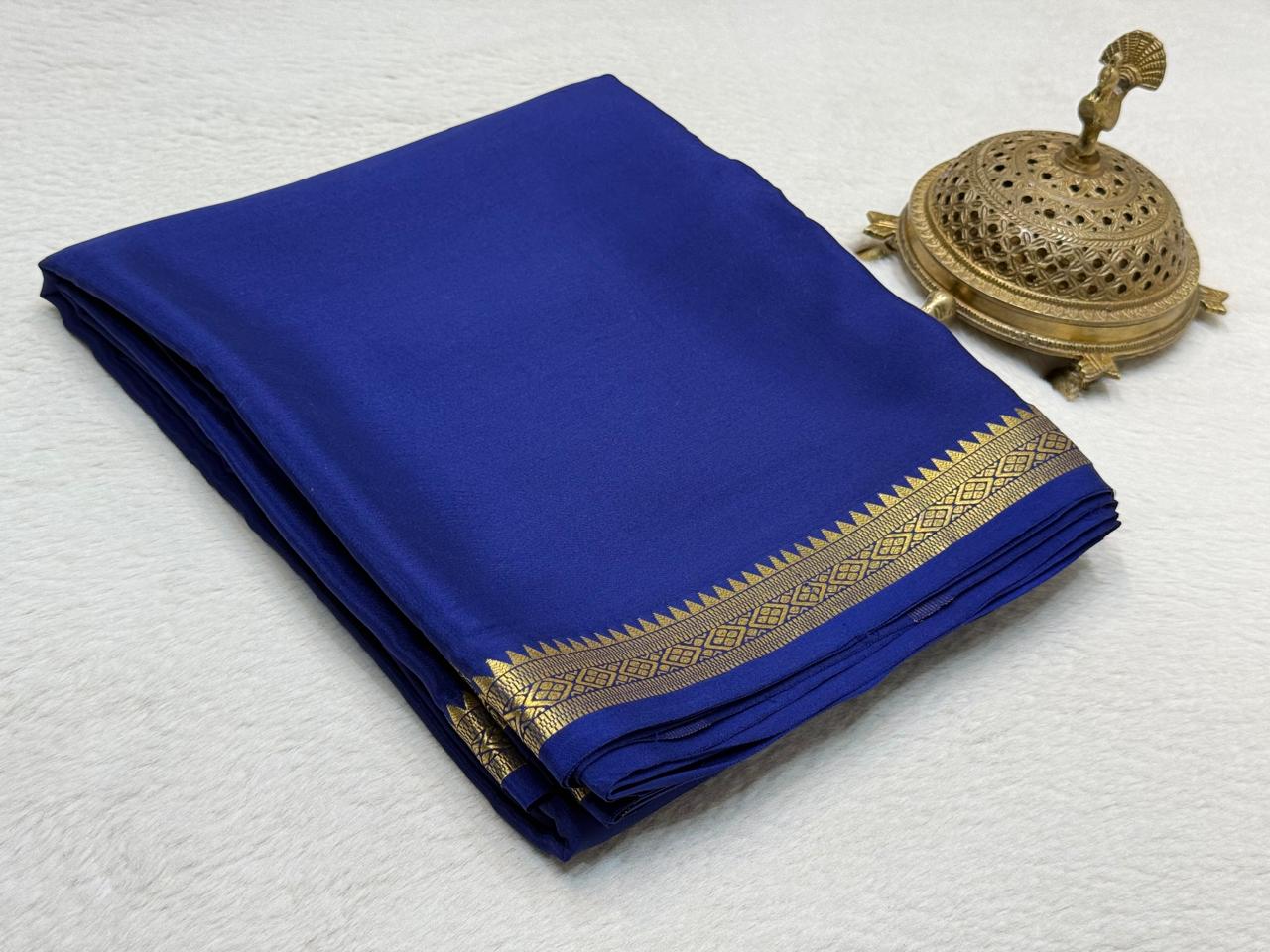 Heritage Inspired Soft Silk Saree Featuring Temple Motif Zari Border Design