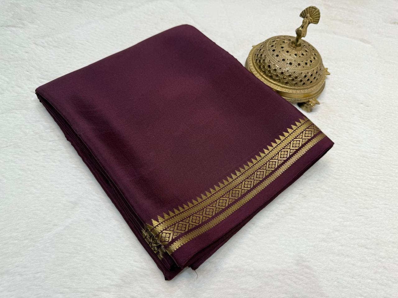 Heritage Inspired Soft Silk Saree Featuring Temple Motif Zari Border Design