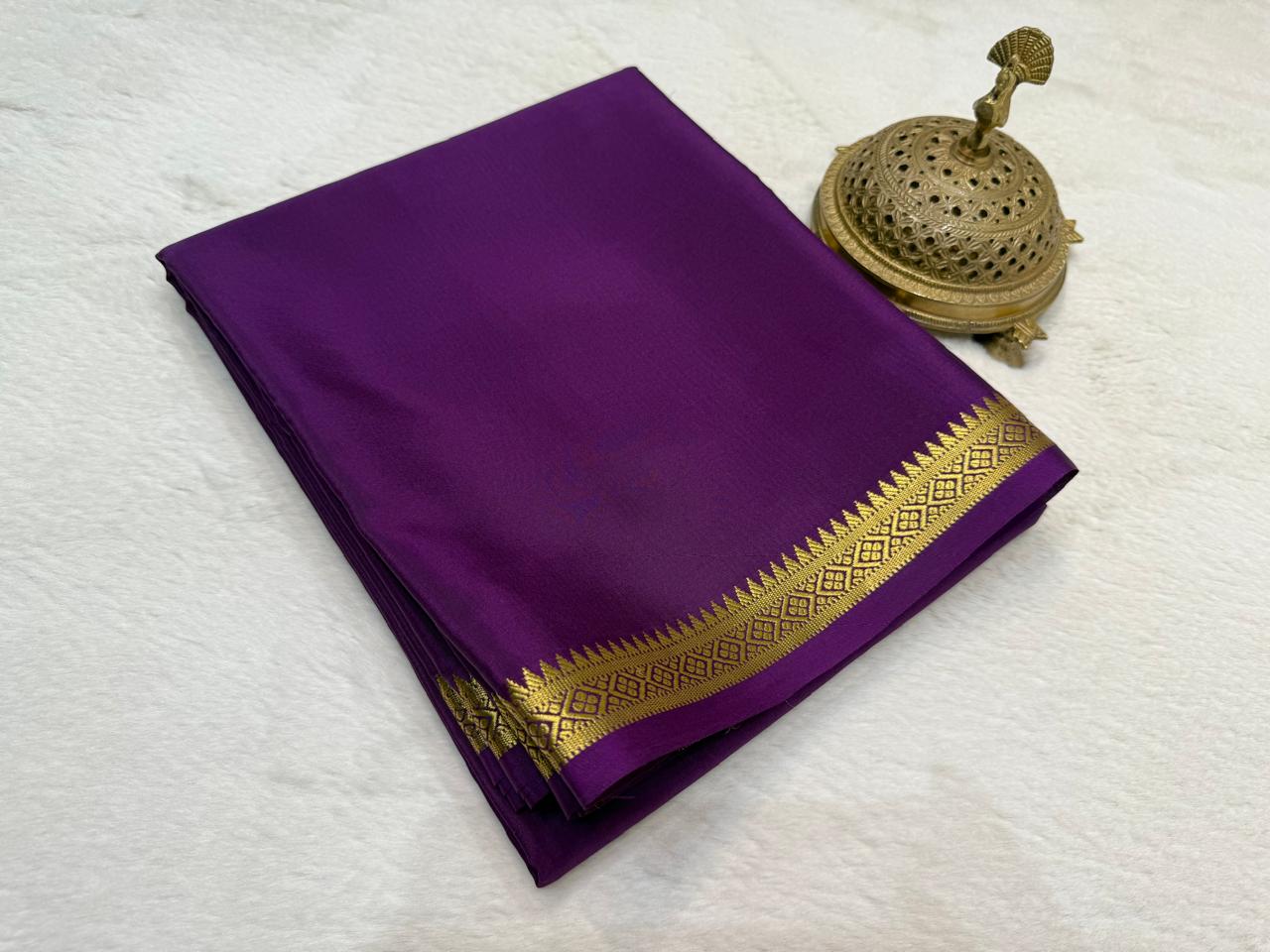 Heritage Inspired Soft Silk Saree Featuring Temple Motif Zari Border Design
