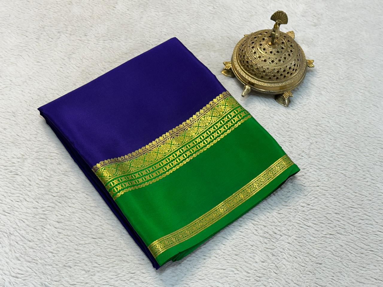 Versatile Solid Silk Blend Saree with Traditional Gold Border for All Occasions