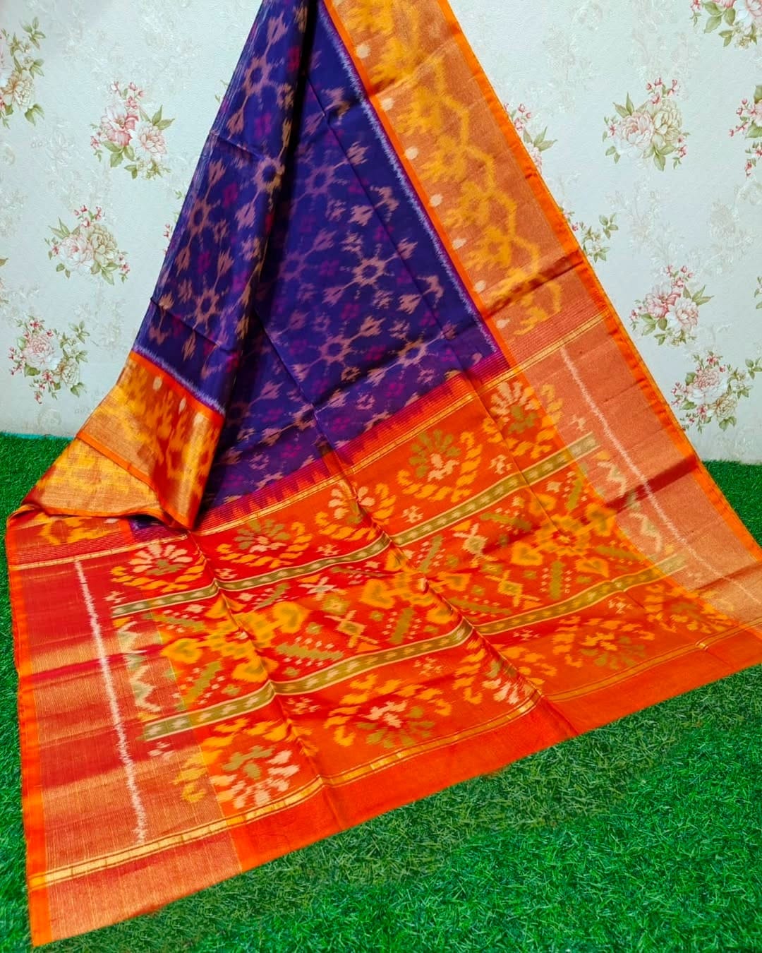 Wedding Wear Blue Cotton Silk by Icultuer With Blouse