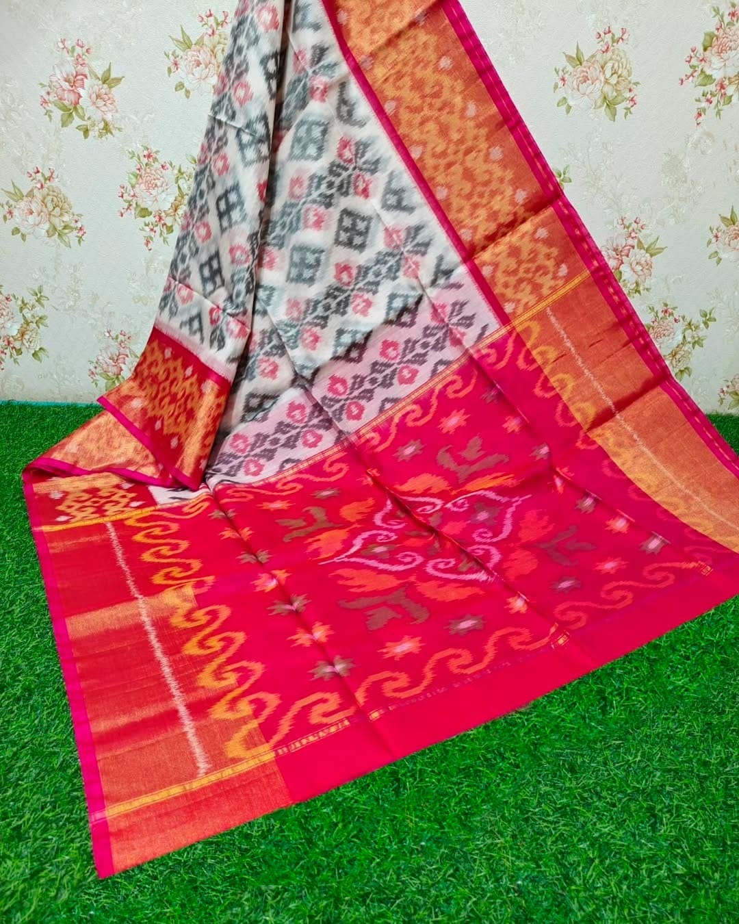 Ikkat pochampally silk cotton by Icultuers for wedding