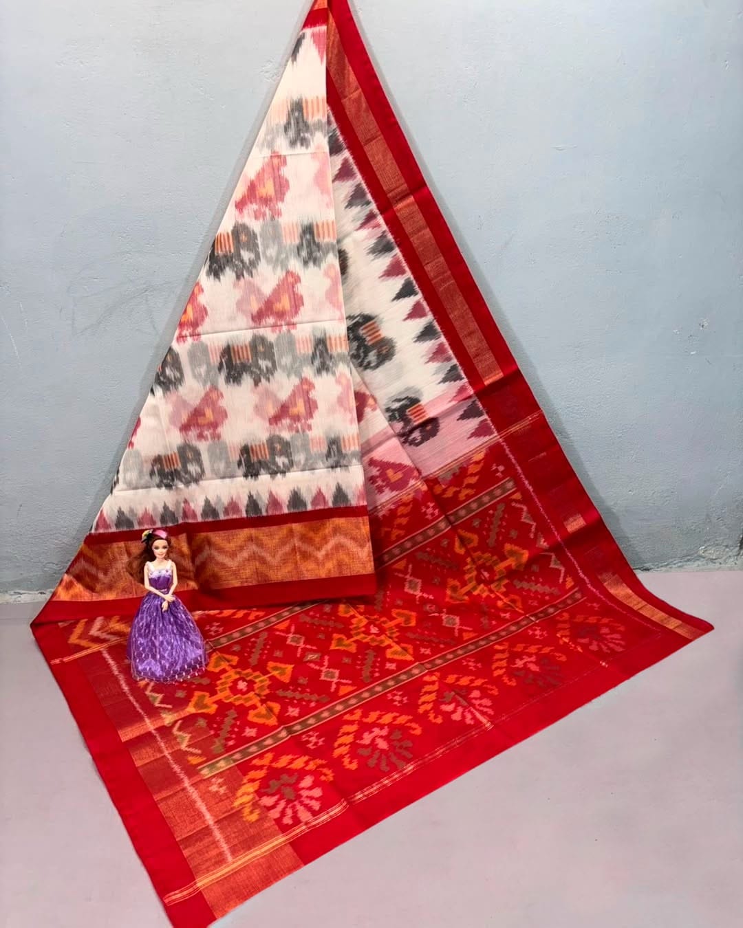 Pochampalli designer printed and dolla silk fabric by Icultuers
