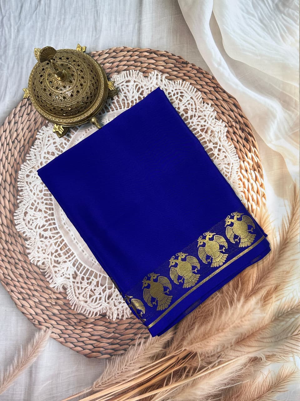 Mysore Silk by Icultuer Lightweight Perfect for Weddings And Festivals With Matching Blouse