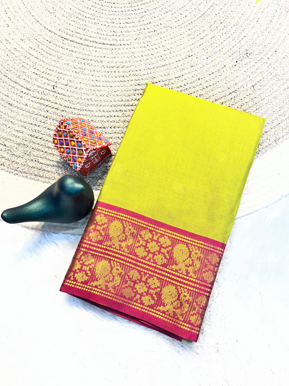 Pallavi Kanchipuram Soft Silk by Icultuer with Rich Contrast Pallu & Blouse