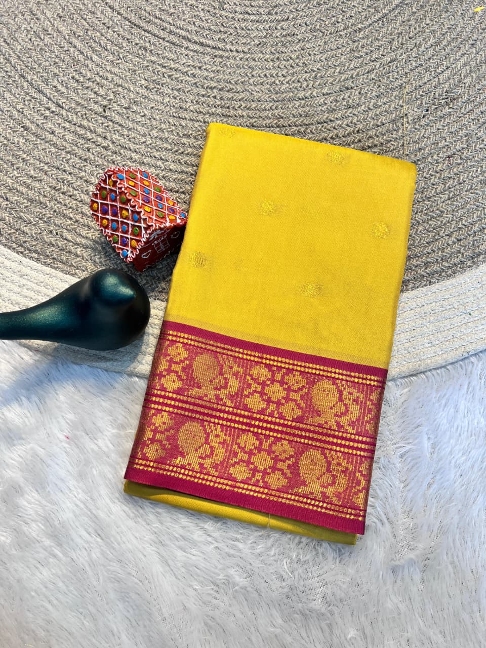 Pallavi Kanchipuram Soft Silk by Icultuer with Rich Contrast Pallu & Blouse