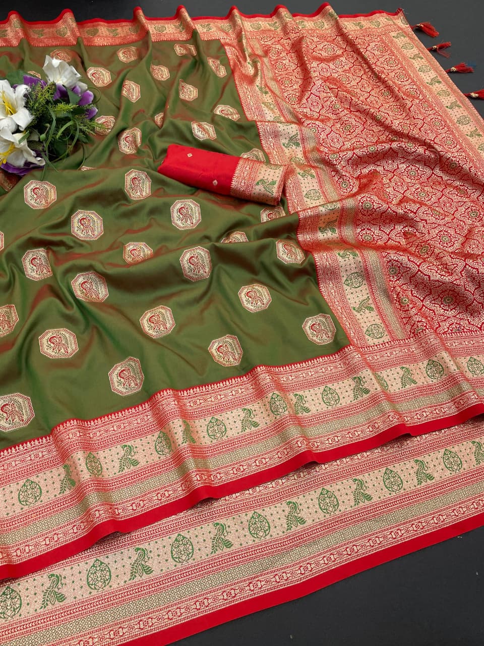 Satin Silk by Icultuer with Rich Zari Weaving Party Wear Elegance
