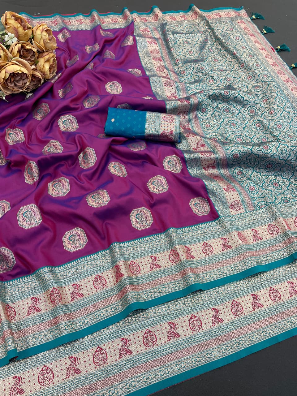 Satin Silk by Icultuer with Rich Zari Weaving Party Wear Elegance