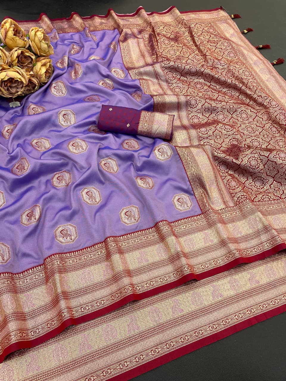 Satin Silk by Icultuer with Rich Zari Weaving Party Wear Elegance