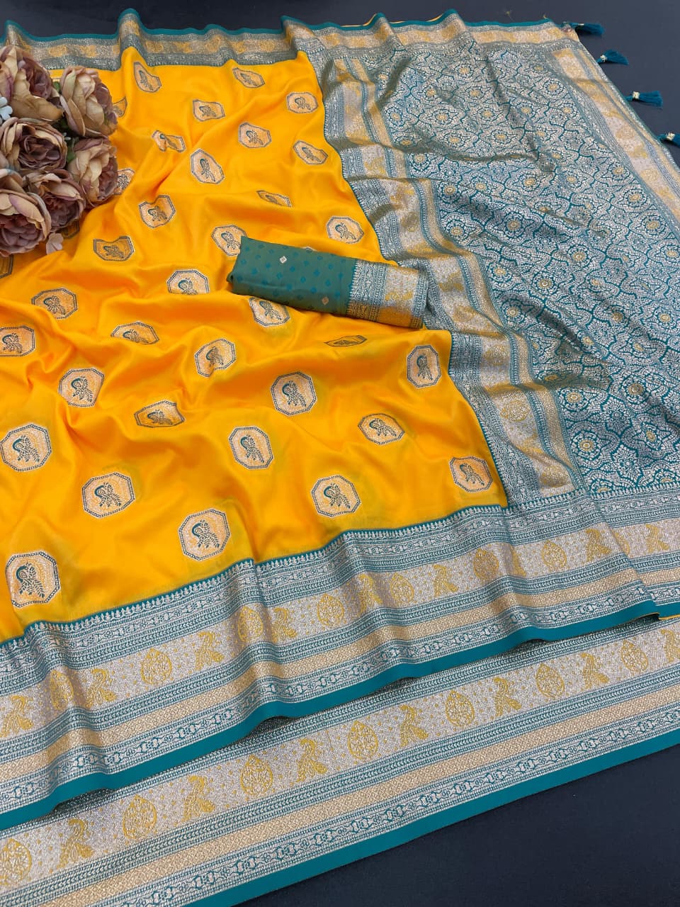 Satin Silk by Icultuer with Rich Zari Weaving Party Wear Elegance