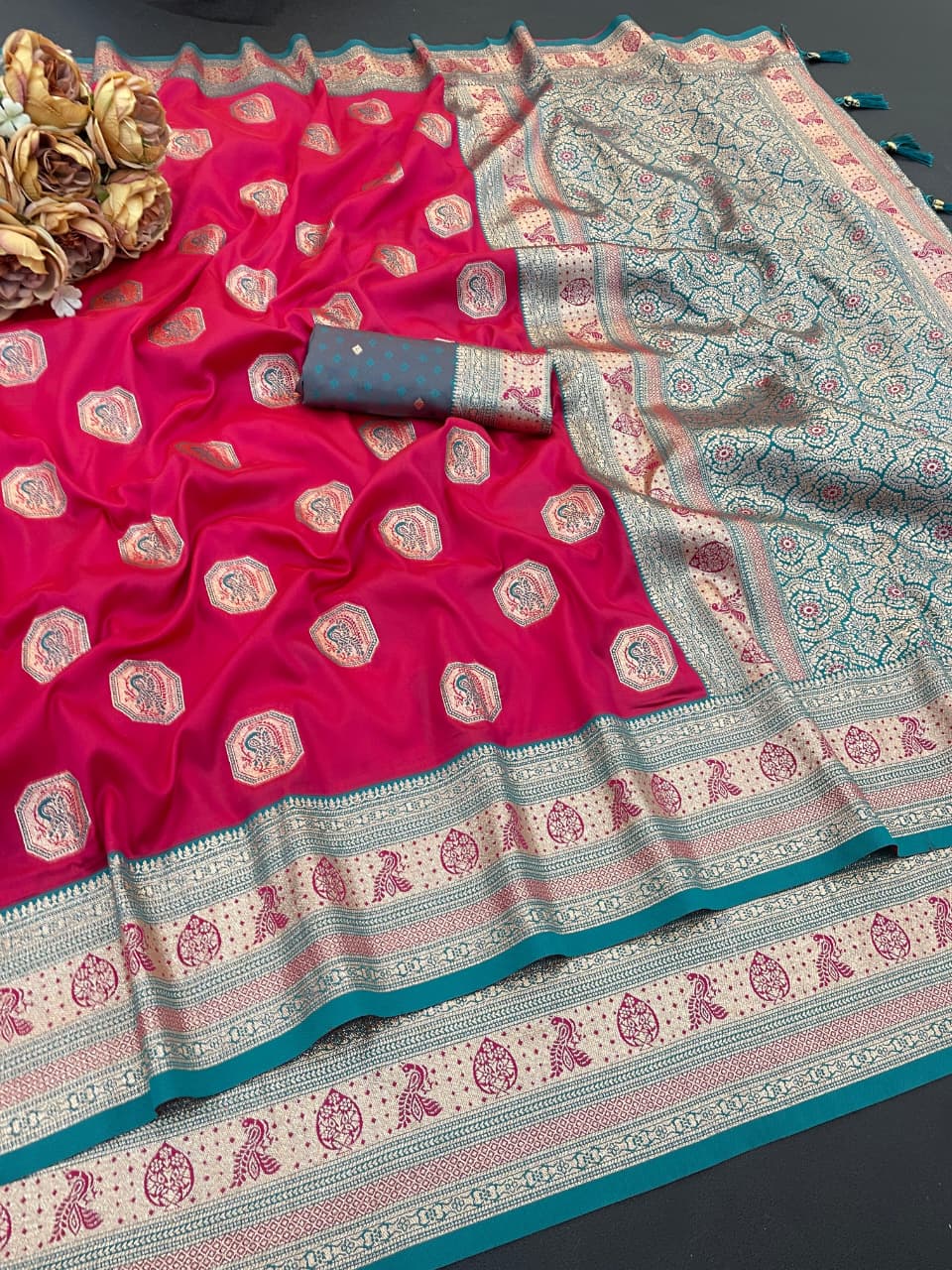 Satin Silk by Icultuer with Rich Zari Weaving Party Wear Elegance
