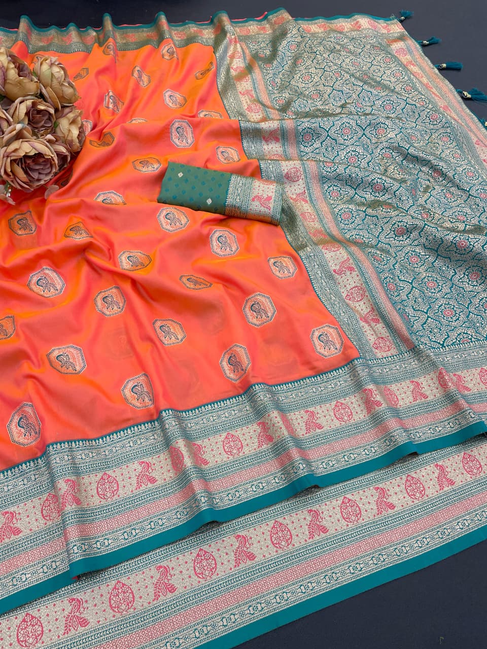 Satin Silk by Icultuer with Rich Zari Weaving Party Wear Elegance