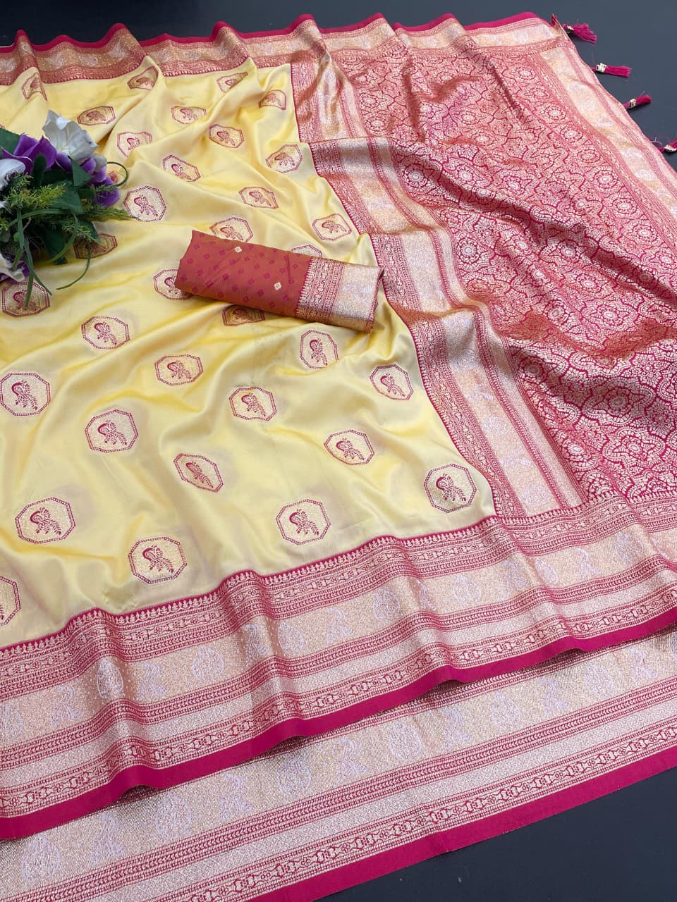 Satin Silk by Icultuer with Rich Zari Weaving Party Wear Elegance
