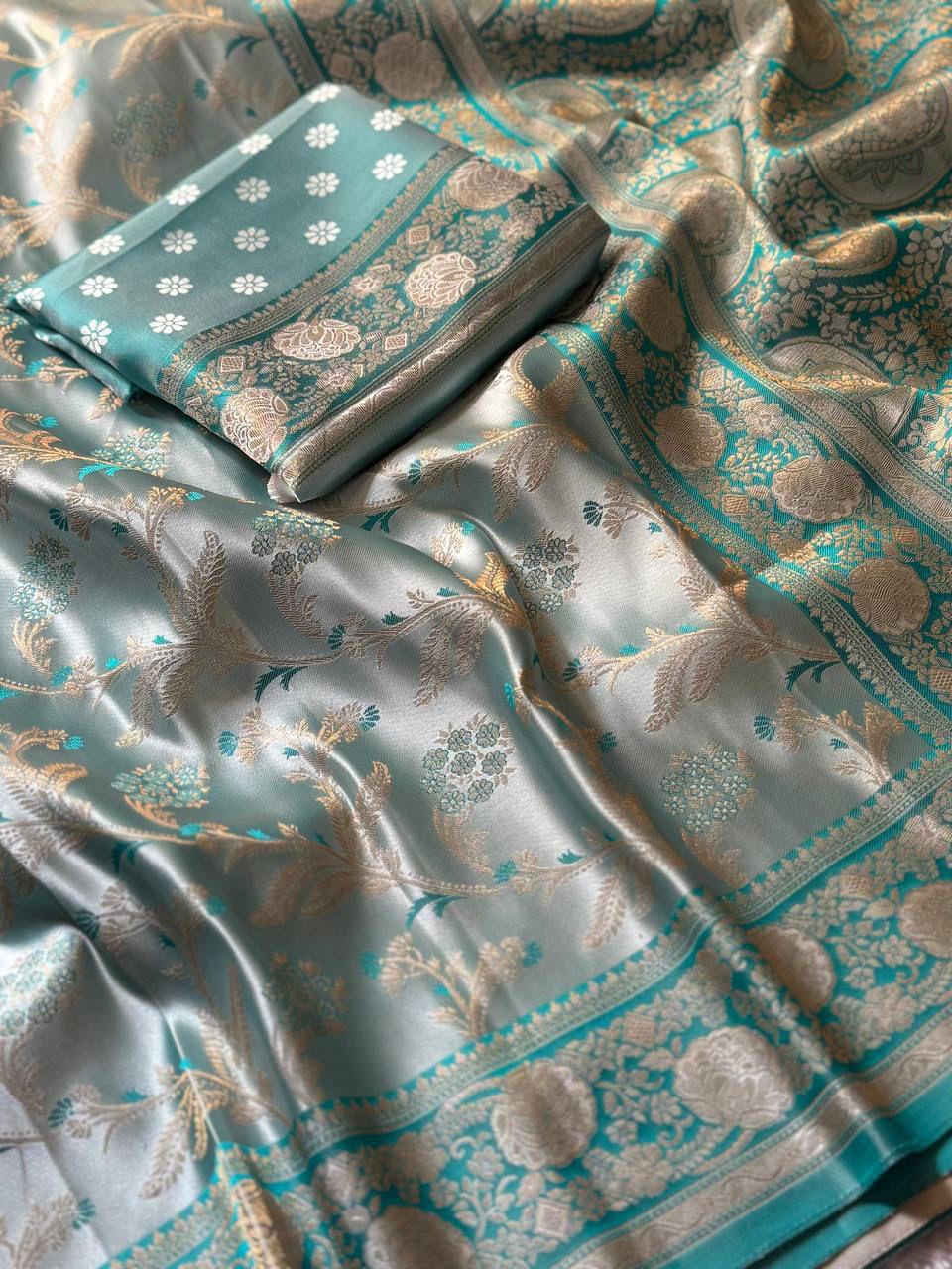 Golden Fendy Shine by Icultuer with Sabyasachi-Inspired Lace & Stitched Blouse