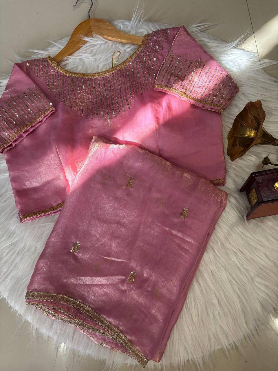 Golden Fendy Shine by Icultuer with Sabyasachi-Inspired Lace & Stitched Blouse