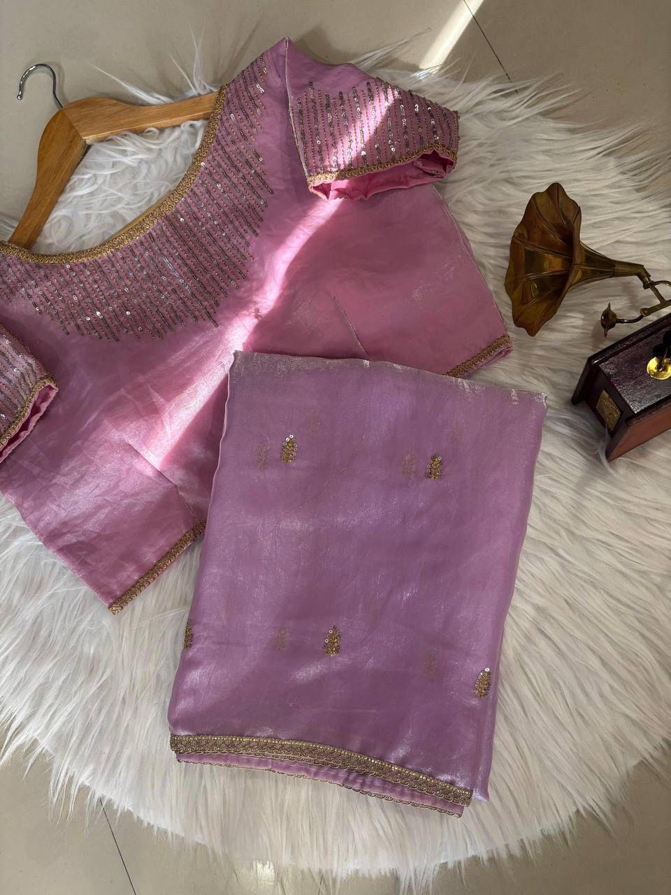 Golden Fendy Shine by Icultuer with Sabyasachi-Inspired Lace & Stitched Blouse
