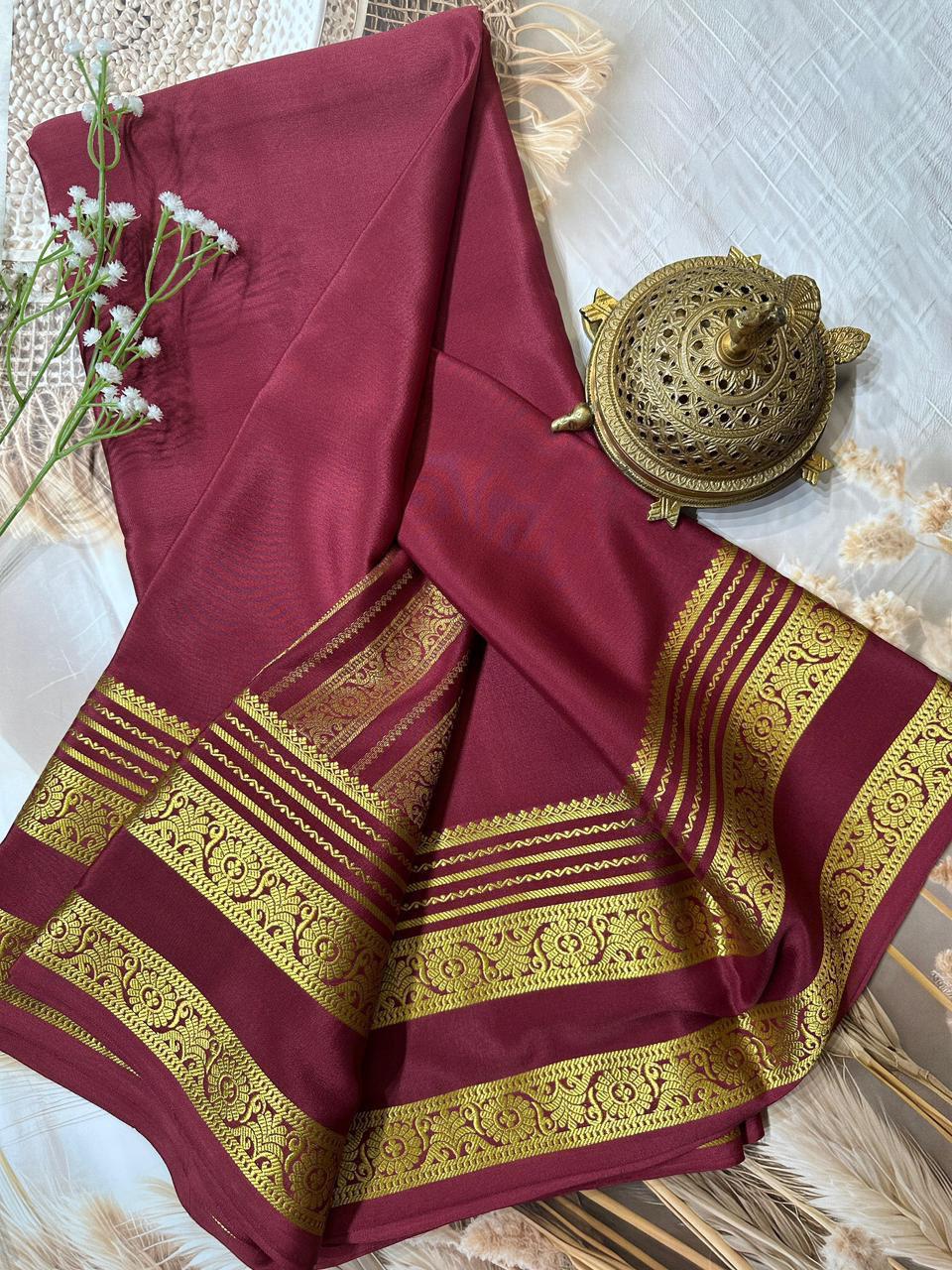 Rich Floral Bentex border with Rich pallu in beautiful solid colours