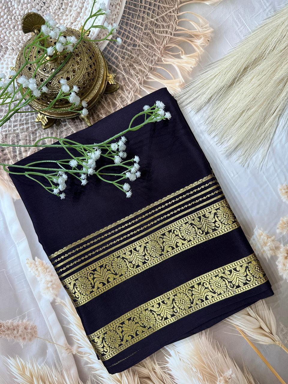 Rich Floral Bentex border with Rich pallu in beautiful solid colours