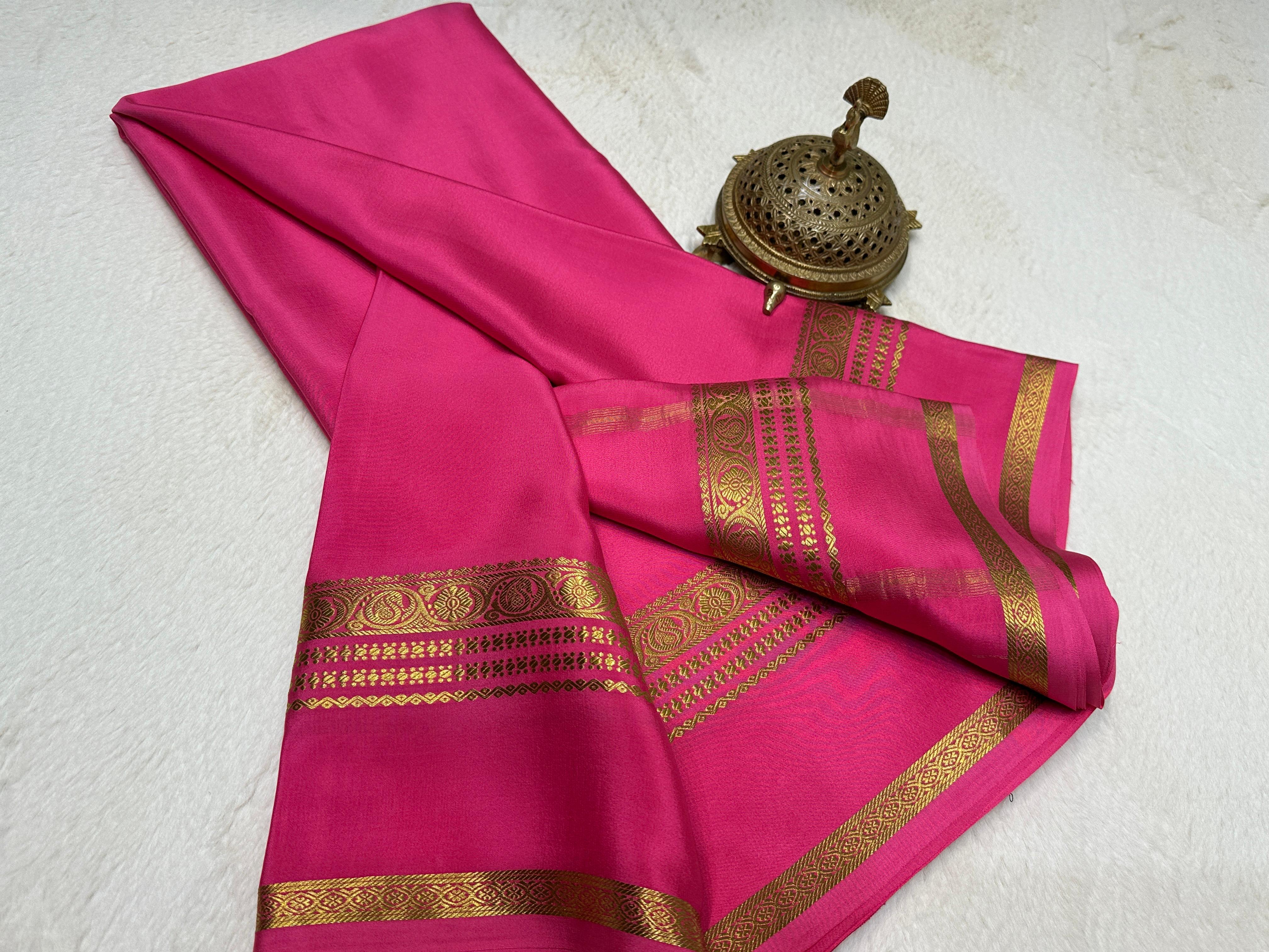 Rani Pink Semi Mysore Silk by Icultuer