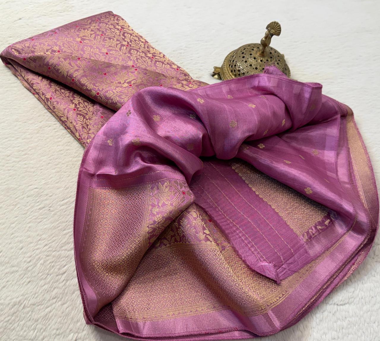 Soft Brocade Silk Saree with Meenakari Zari Weaving – Rich Pallu & Butta Blouse