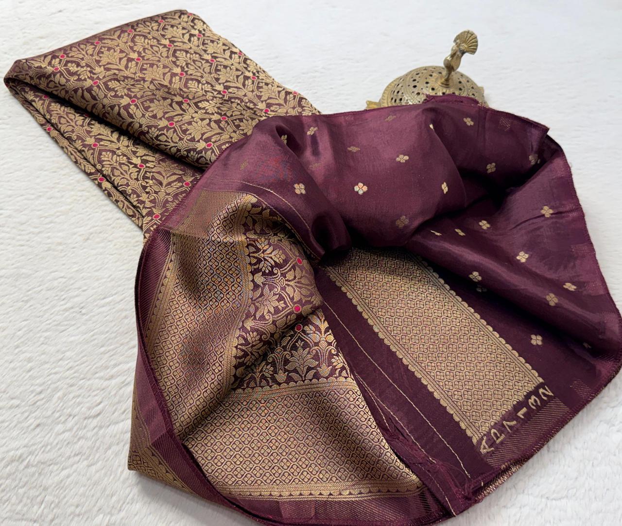 Soft Brocade Silk Saree with Meenakari Zari Weaving – Rich Pallu & Butta Blouse