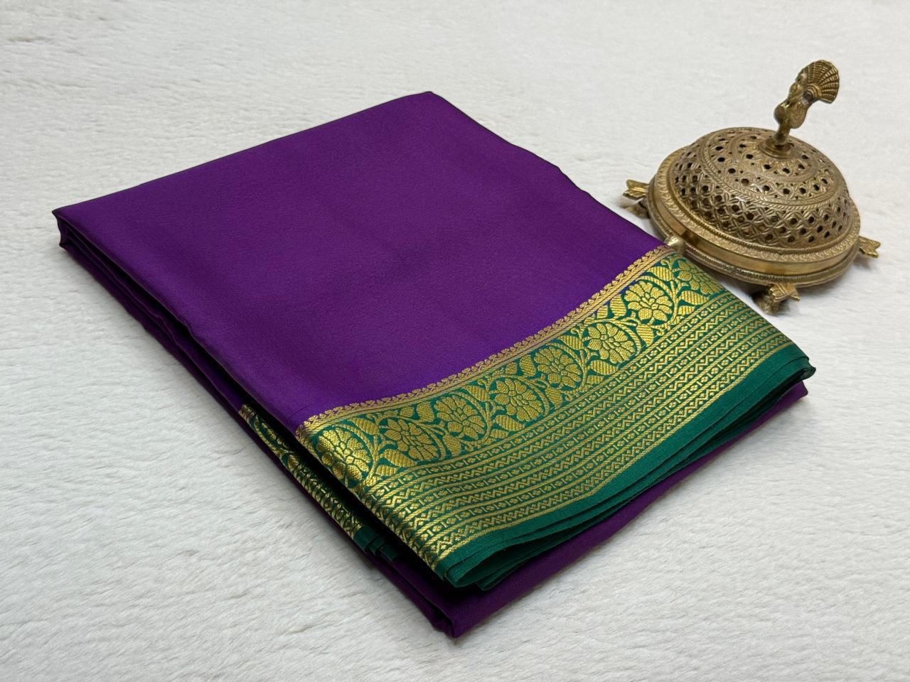 Semi Crepe Silk Saree 120 GSM – Floral Border & Rich Pallu Designer Saree | Lightweight Party Wear Saree for Women