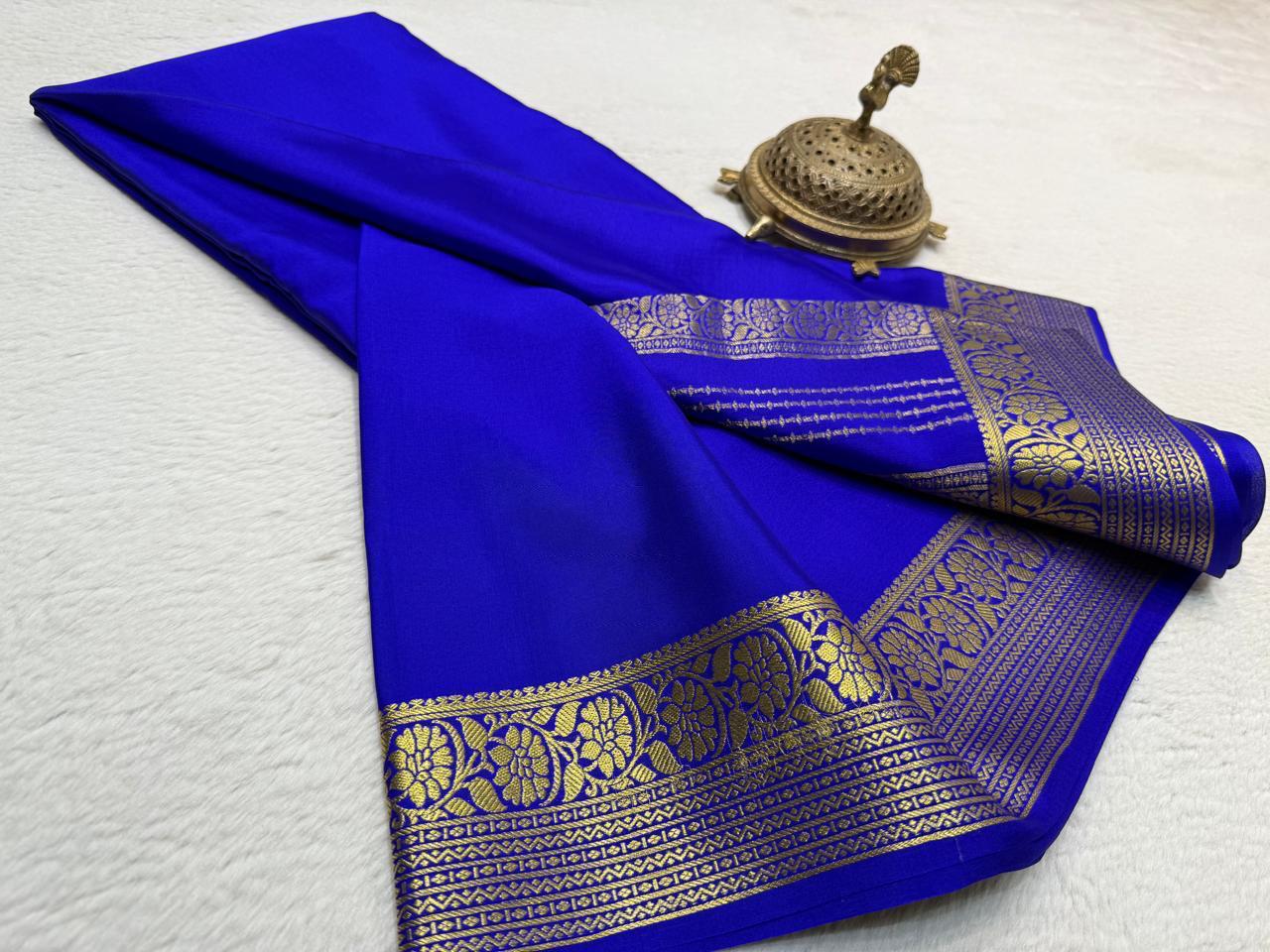Semi Crepe Silk Saree 120 GSM – Floral Border & Rich Pallu Designer Saree | Lightweight Party Wear Saree for Women