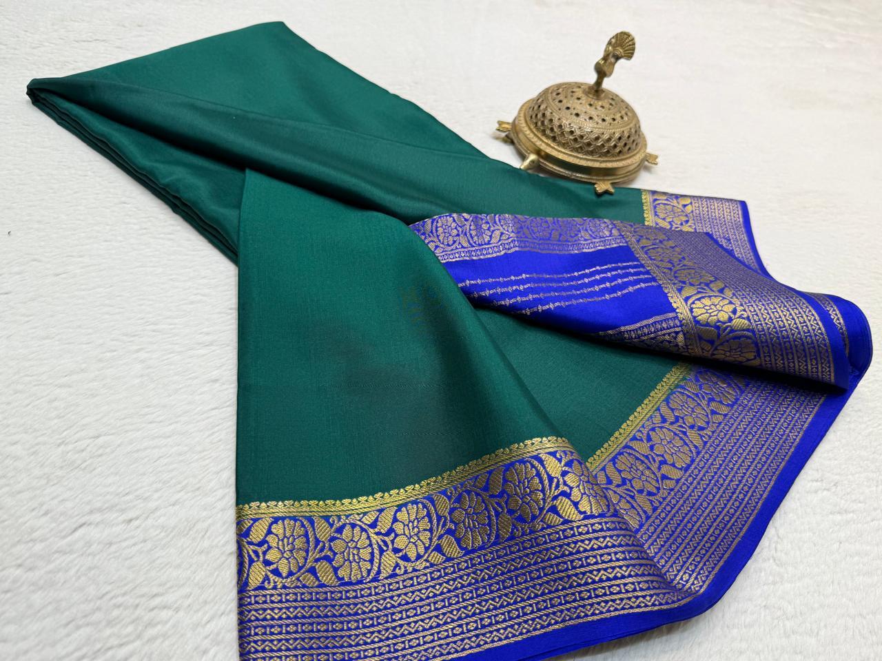 Semi Crepe Silk Saree 120 GSM – Floral Border & Rich Pallu Designer Saree | Lightweight Party Wear Saree for Women