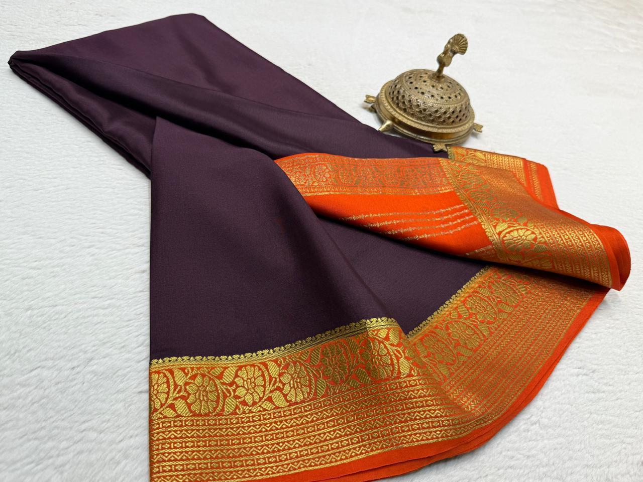 Semi Crepe Silk Saree 120 GSM – Floral Border & Rich Pallu Designer Saree | Lightweight Party Wear Saree for Women