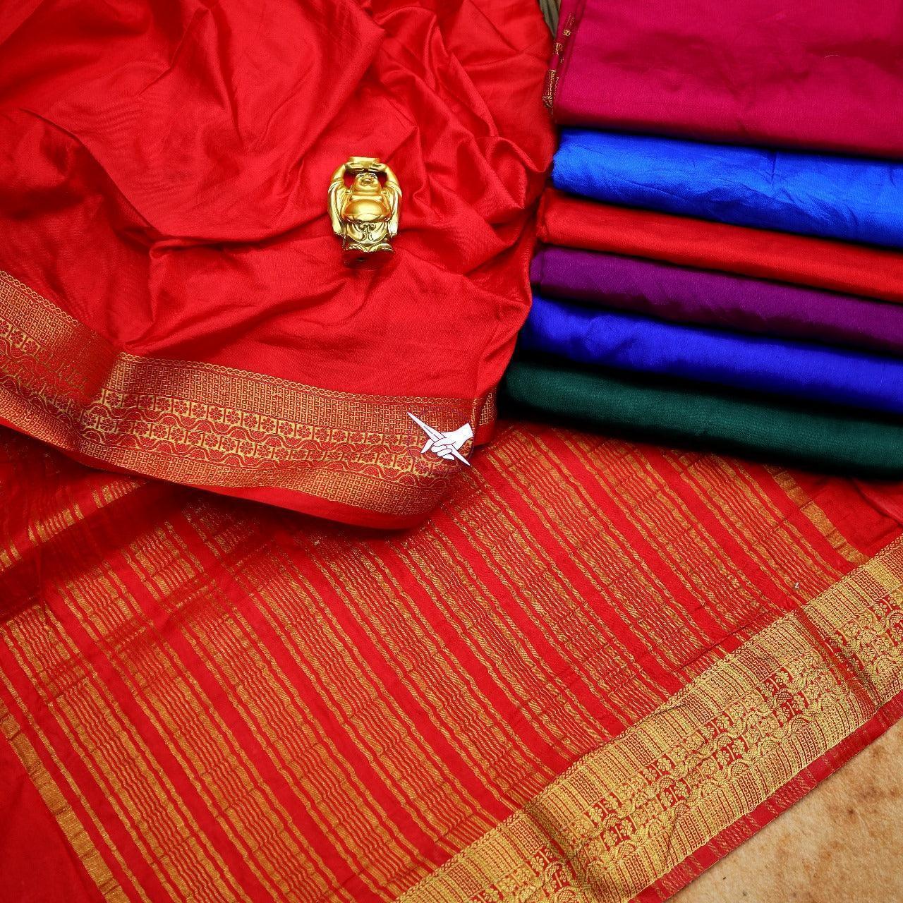 Premium Mysore Silk Saree – Traditional Weave With Zari Work