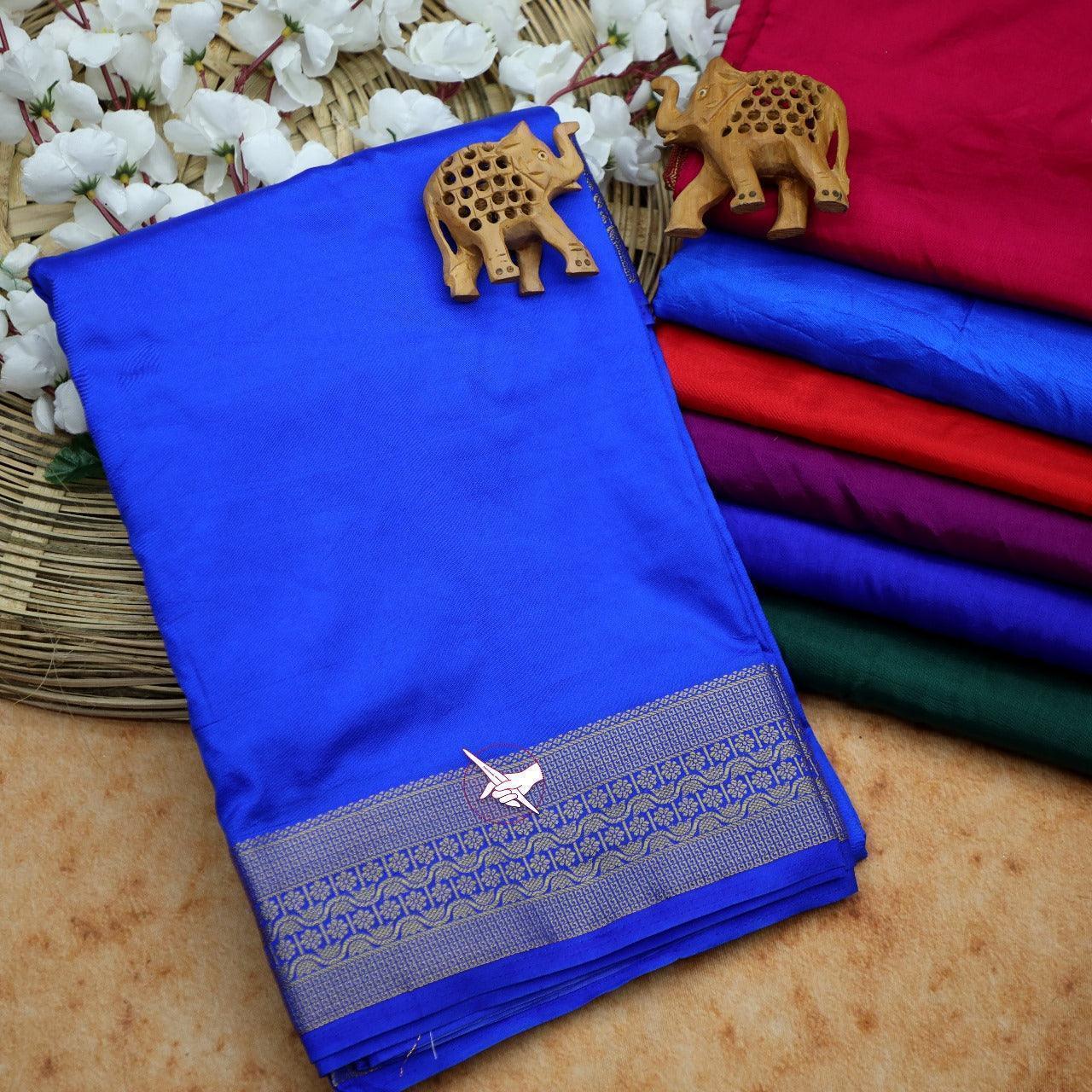 Elegant Traditional Mysore Silk Saree – Zari Border Perfection