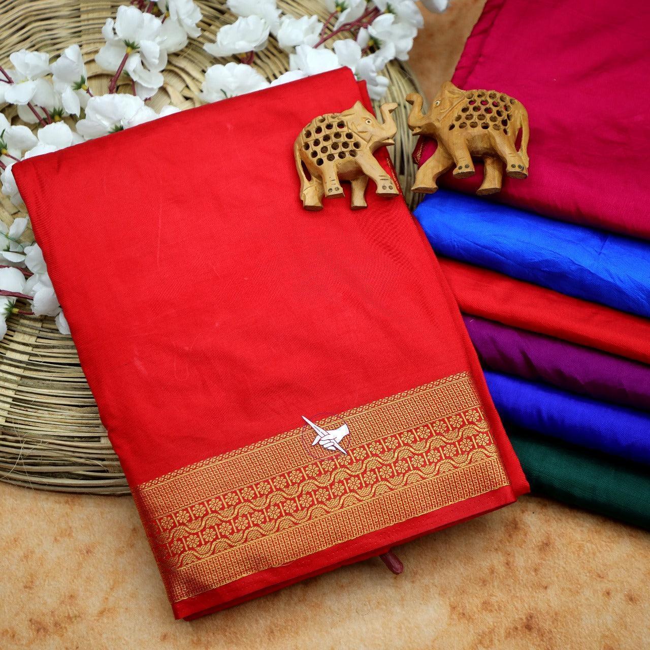 Premium Mysore Silk Saree – Traditional Weave With Zari Work