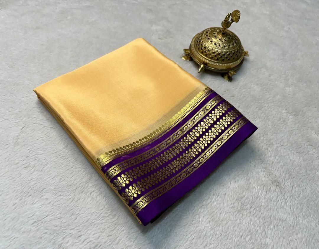 Garden Glow: Pure Silk by Icultuer with Leafy Contrast Borders