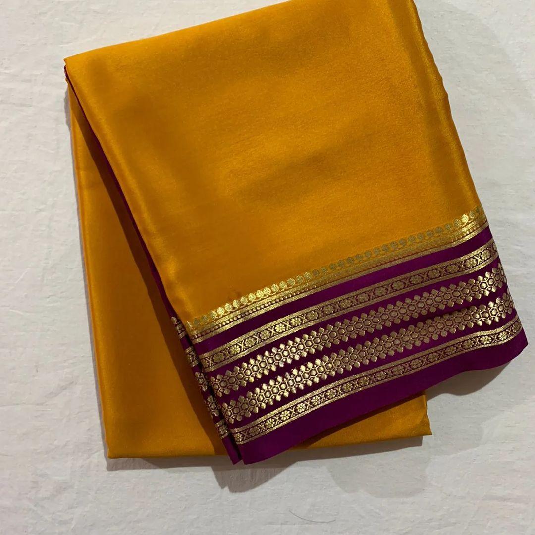 Regal Reflections: Pure Mysore Silk with Royal Borders