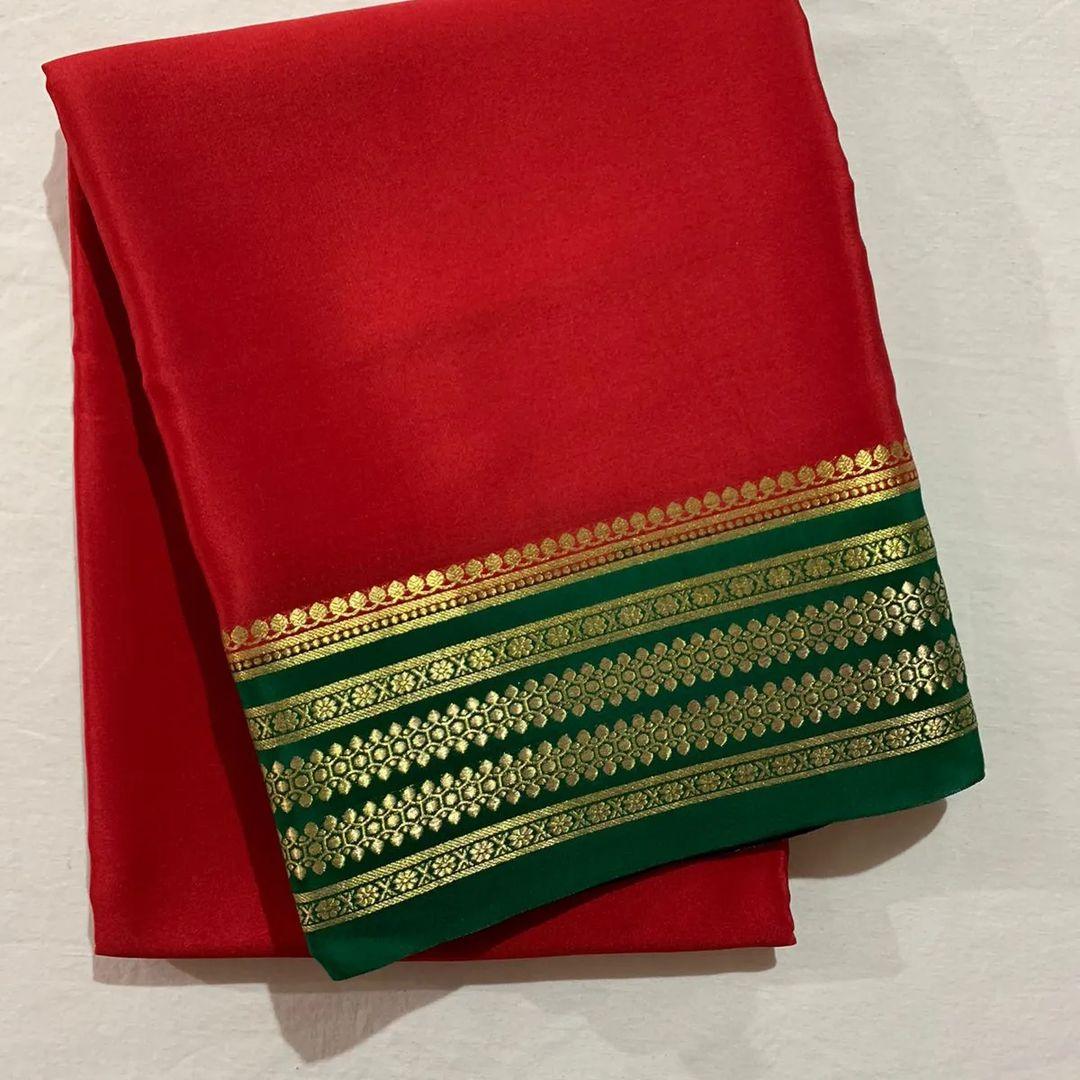 Regal Reflections: Pure Mysore Silk with Royal Borders