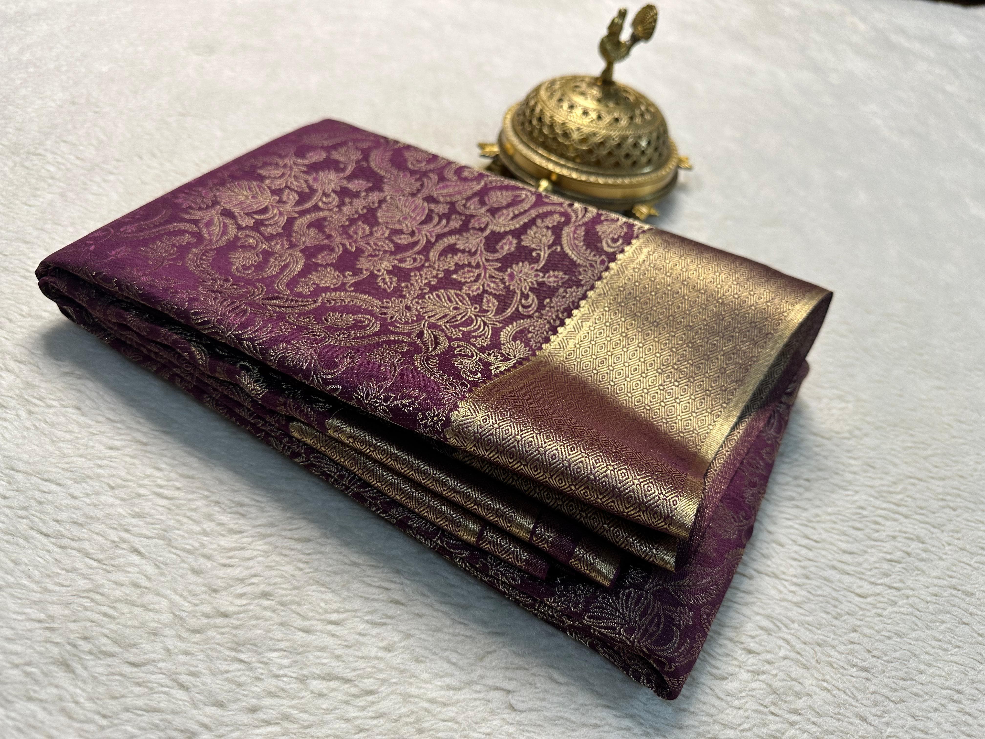 Wine color Pure Mysore Silk by Icultuers With Blouse