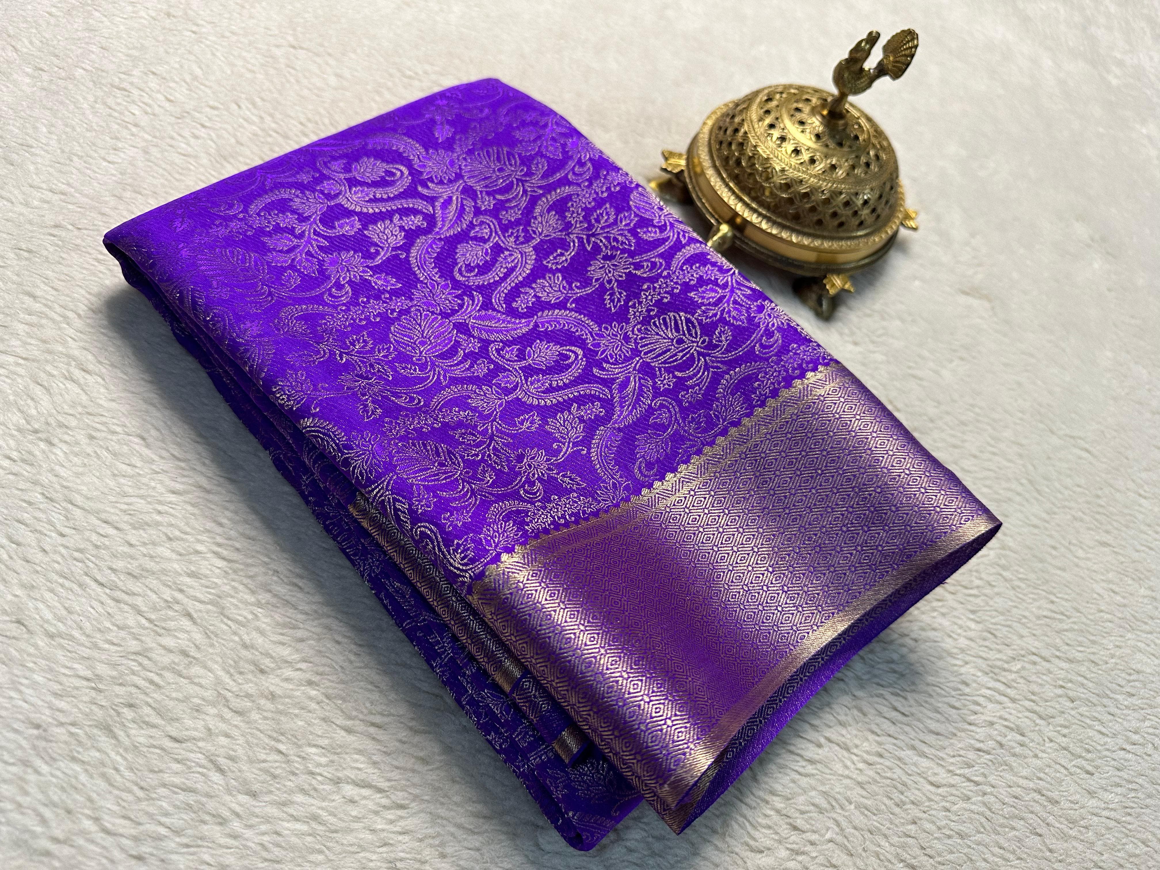 Blue Mysore Silk by Icultuers, Zari Weaving