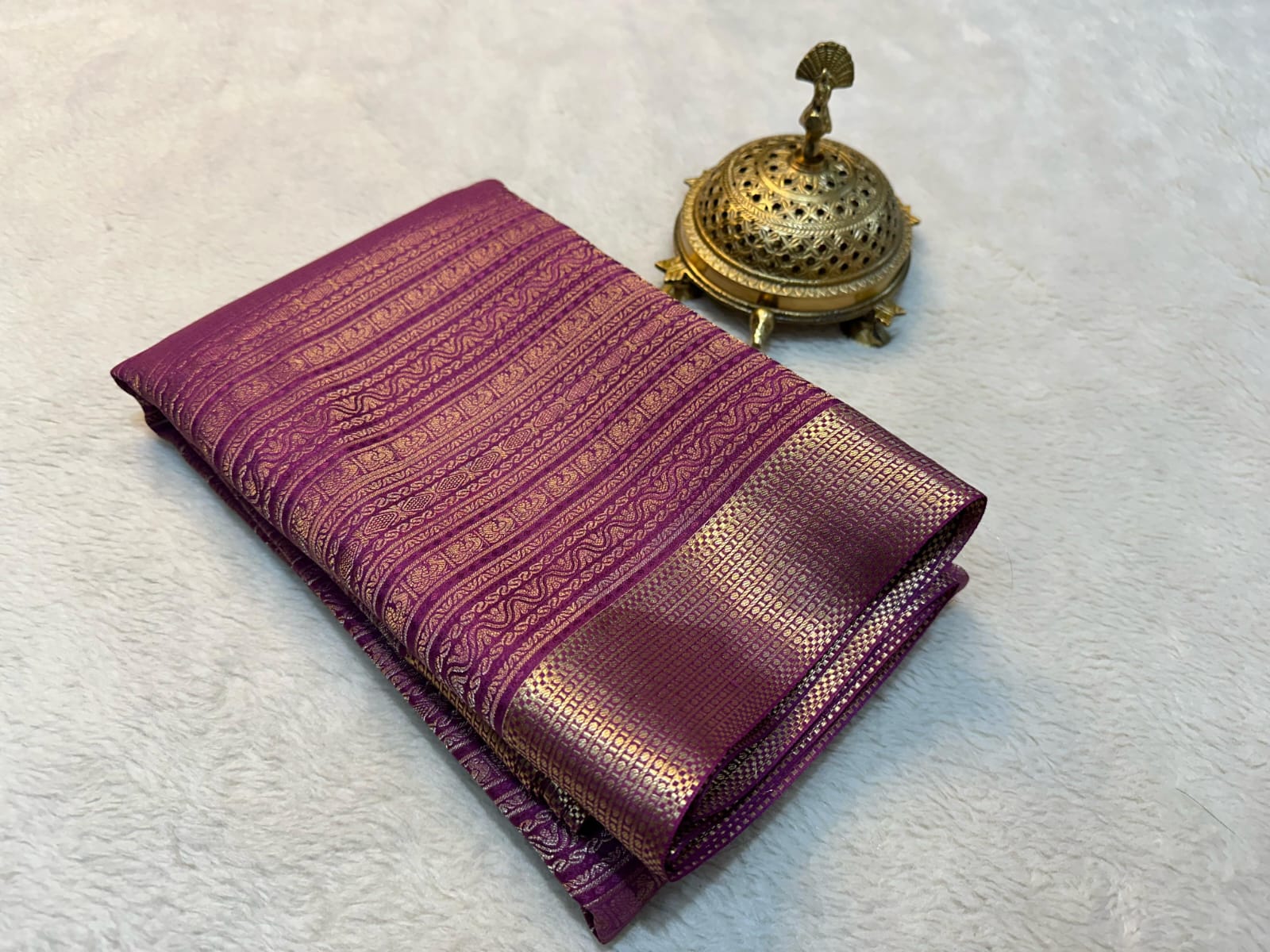 Purple Shades Long Border Pure Kanjivaram Soft Silk by Icultuer