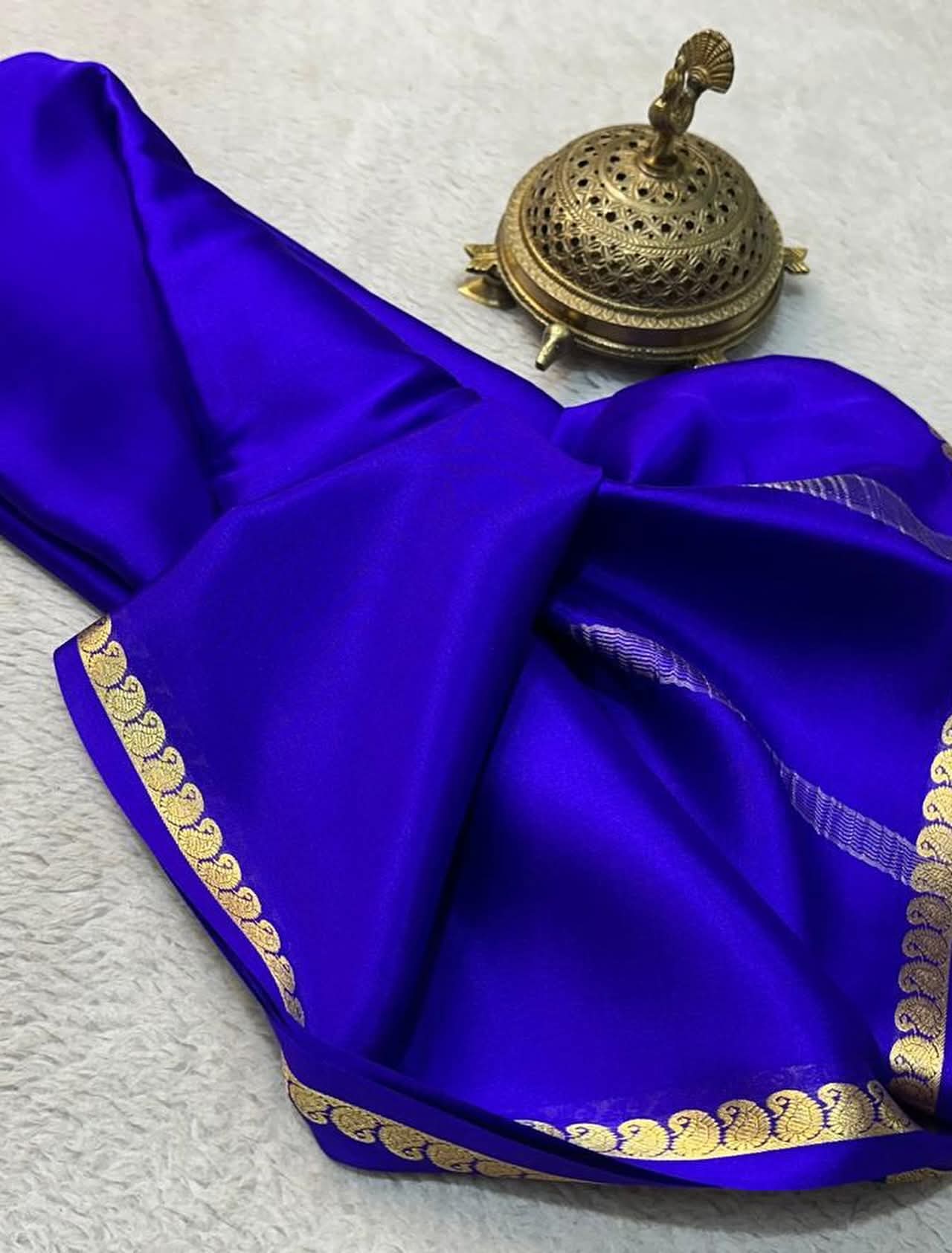 Blue Mysore Silk Party wear by Icultuer with Blouse.