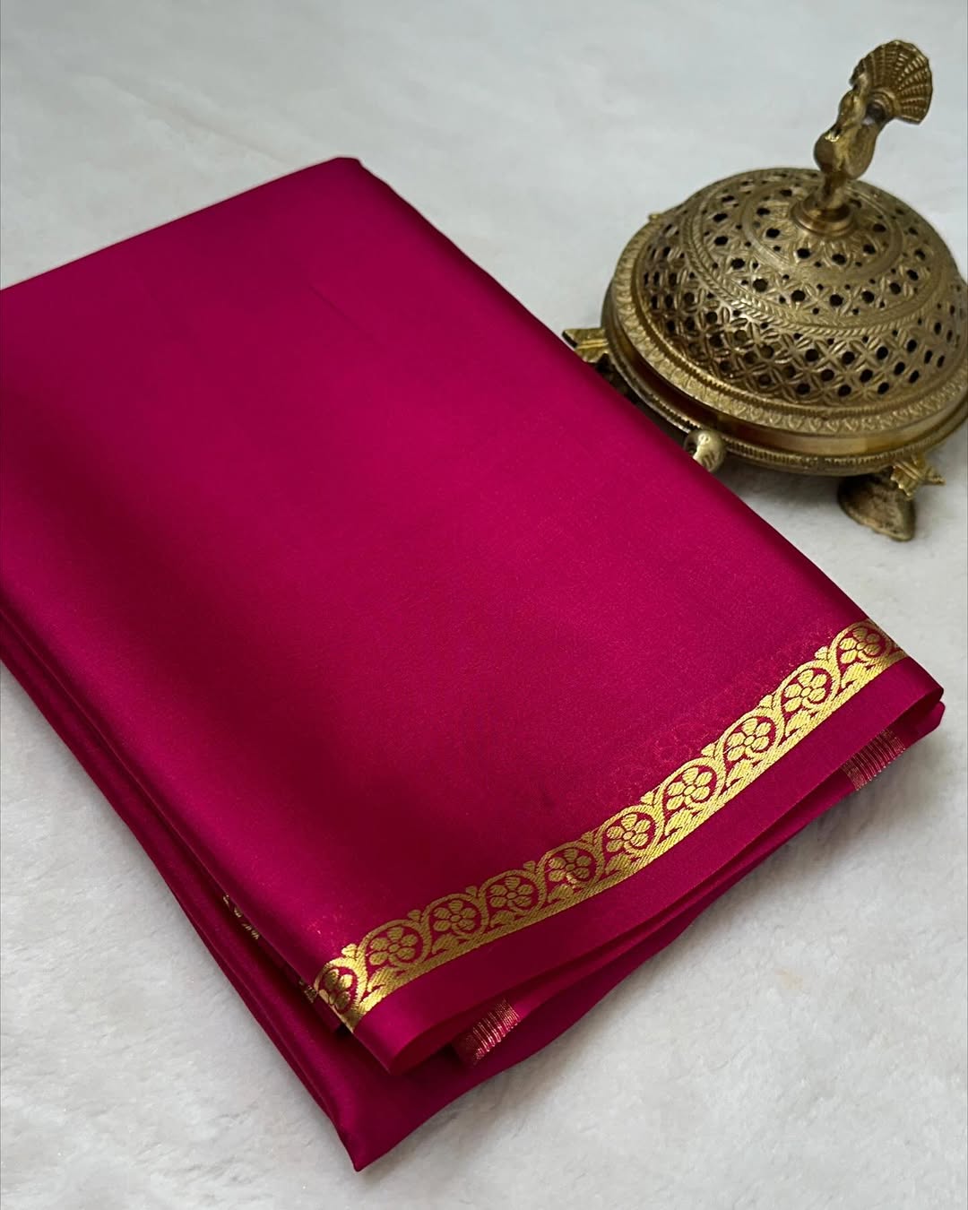 Women Traditional  Pink Mysore Creap by Icultuer With Blouse